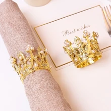 Nicro Vintage Wedding Party Table Setting Dinner Decoration Rustic Stainless Steel Luxury Gold Metal Crown Napkin Rings Holder