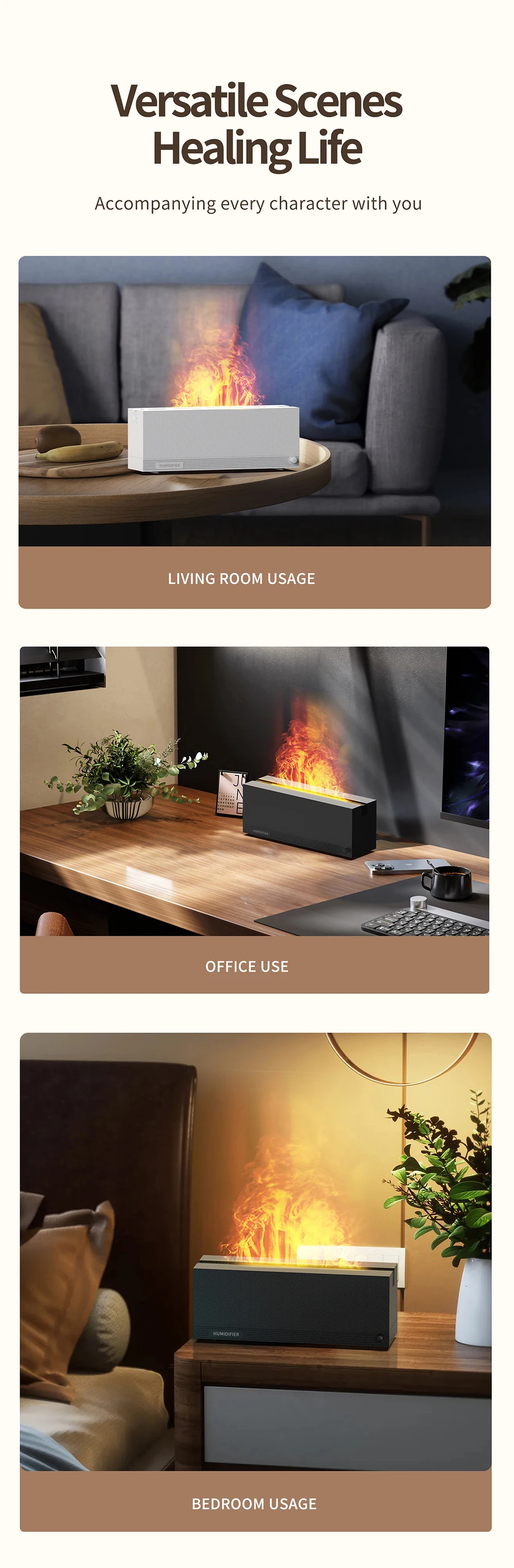 Gadgetoo Colorful Fire Aroma Diffuser Home Room Essential Oil Air Electric Fire Flame Aroma Cool Mist Ultrasonic Humidifier Diffuser
