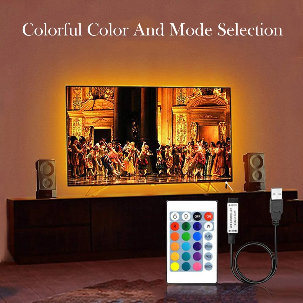 Factory Direct Sale 5V USB RGB LED Strip Controller 24 Keys IR Remote Control 4 Pin Dimmer for LED Light Strips