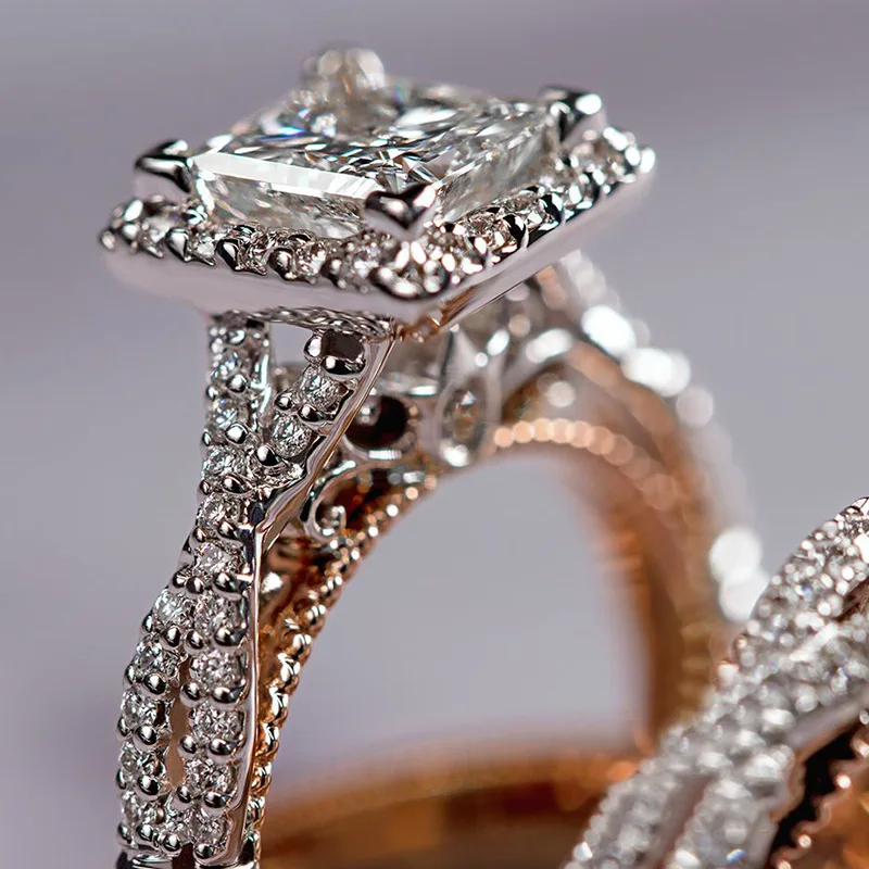 Luxury Couple Jewelry 3pcs Rose Gold Plated Diamond Twist