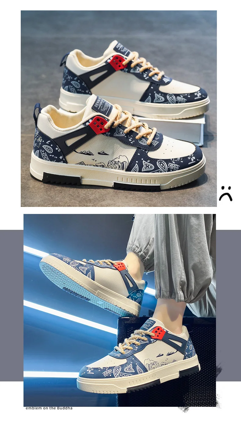 Fashion New Version Trend Breathable Men's White Shoes Spring Comfortable Sports Casual Flat