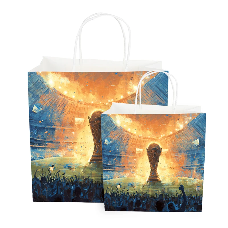 World Cup Gift Paper Bags Custom Printed Luxury Retail Packaging Tote for Football Event Merchandise Display