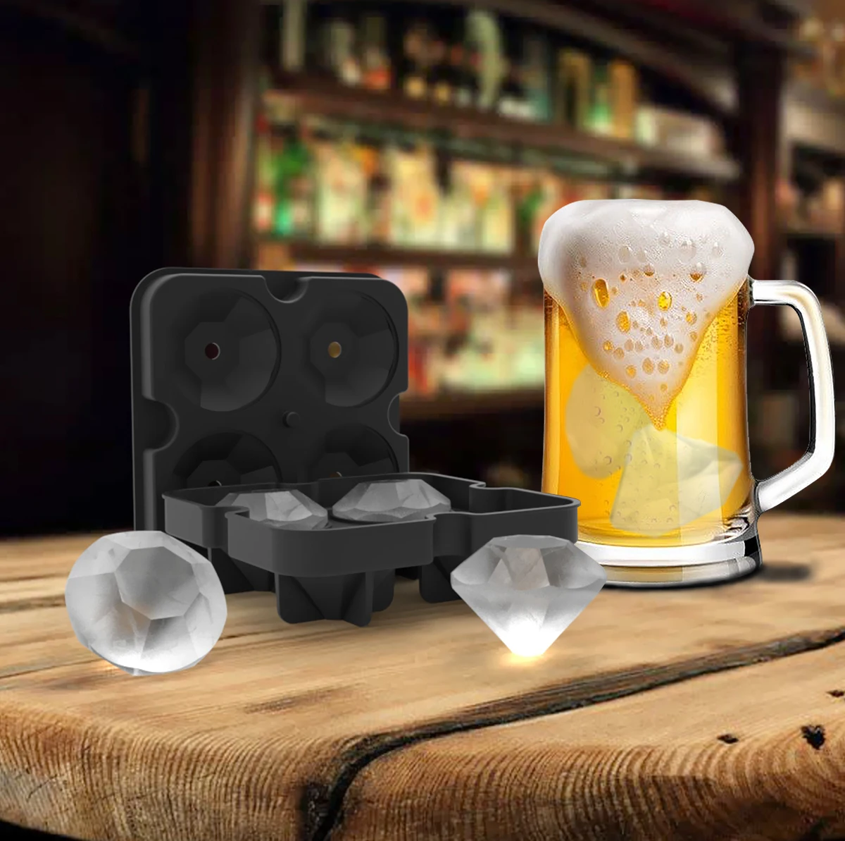 Factory Made Diamond Shape Silicone Ice Cube Tray
