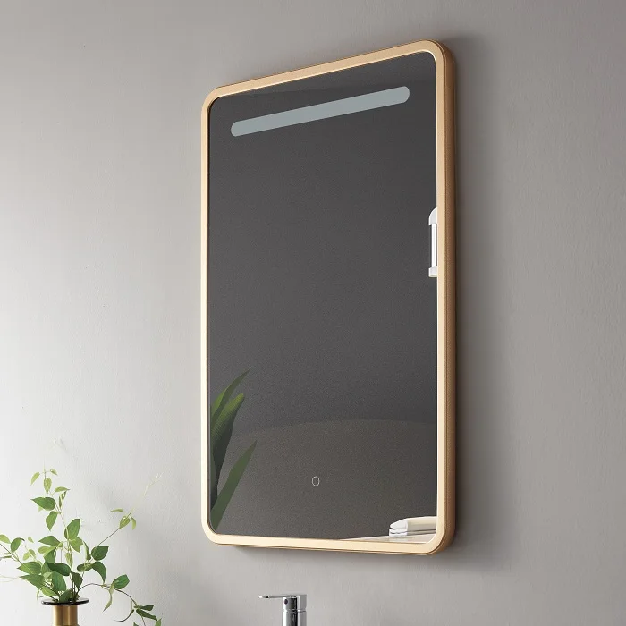 Luxury Stainless Steel Frame LED Lighted Bathroom Wall Mounted Mirror Vanity Touch Control