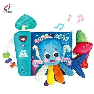 Chengji Montessori Fabric Cloth Books Baby Early Educational Sound Light Ocean Animals Sensory Activity Cloth Book