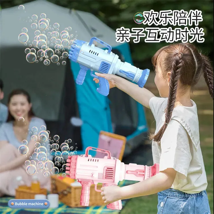 32 Holes Light Rocket Blowing Bubble Launcher Electric Bubble Machine Gun Soap Bubbles Machine for Children Gift