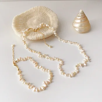 Pearl jewelry necklace bracelet set for girls beads baroque freshwater pearl necklace