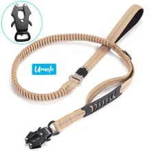 Durable Strong Reflective Adjustable Tactical Retractable Bungee Dual Handle Frog Clip Dog Traffic Training Leash