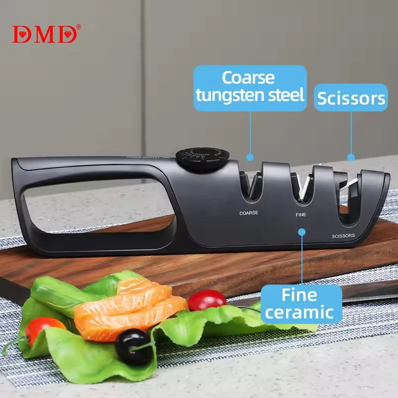 Three Stages Sharpener Carbide Ceramic in Sharpening Angle From 14 to 24 Degree Kitchen Knife Set and Scissor Sharpening Knife