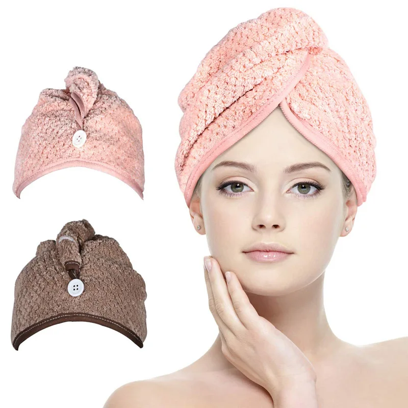 Women Microfiber Bath Towel Quick Dry Hair Hat Soft Shower Cap Turban Head Wrap 