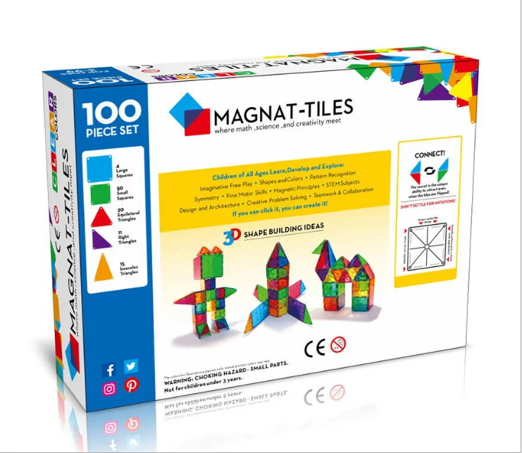 Взрывной чистый цвет окна магнитный лист детские образовательные строительные блоки для строительства Прозрачные 100PCSkids игрушки