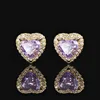 Ice Flower cut purple diamond ear studs