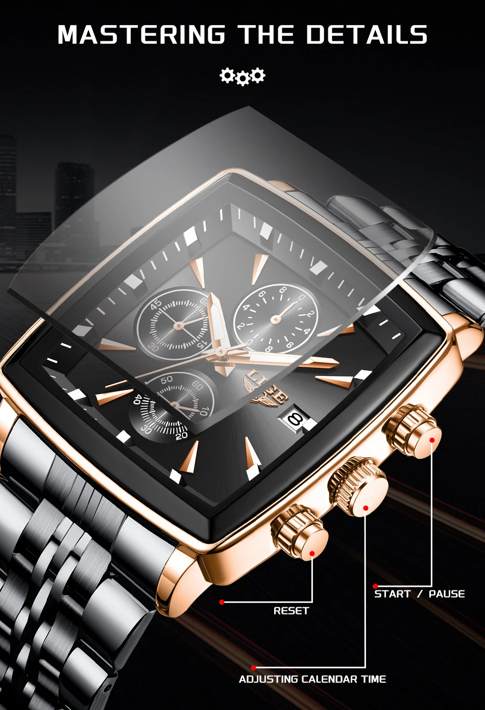 Lige Quartz Chronograph Watch For Men