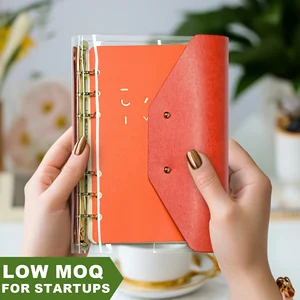 Diary A6 PVC Transparent Ring Binder Refillable Notebook Custom Logo OEM ODM Vegan Pu Leather Low MOQ Line Page School Journal