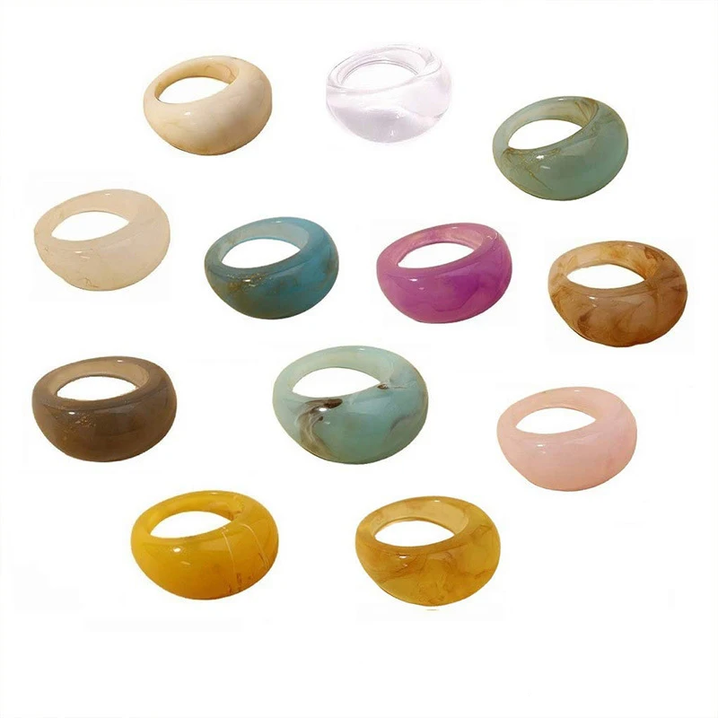 Women's Girl's Cloudy Brown Translucent Resin Ring - Size 6.25