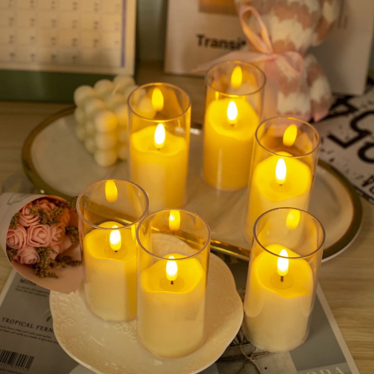 product transparent plastic cup wax flameless led candle home decoration christmas holiday atmosphere light party night light-32