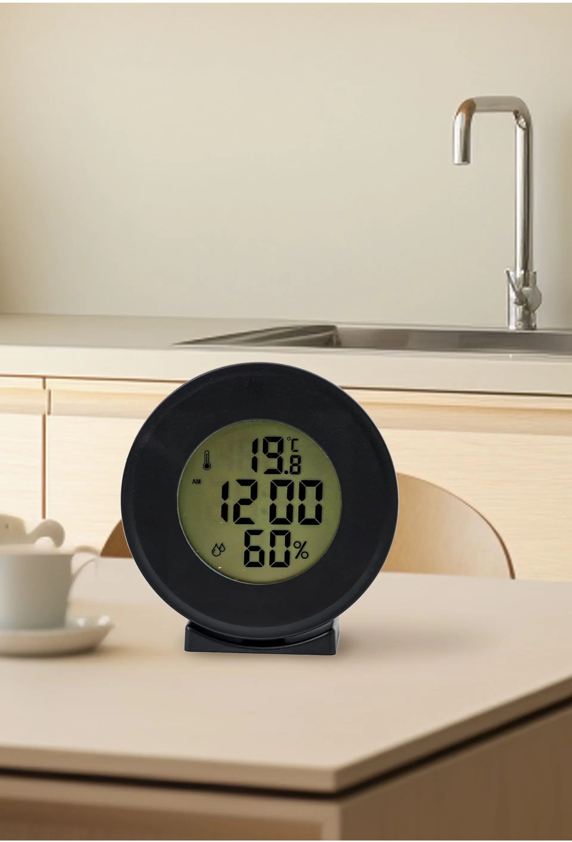 LOW MOQ LCD Digital Thermo-Hygrometer °C/°F Switch Household Thermometers Time Temperature Humidity Digital Thermometers