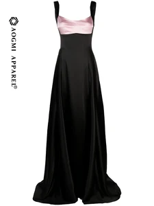 Haute Couture Luxury Fashion Ladies Two-Tone Satin A-Line Floor-Length Eco-Friendly Anti-Wrinkle Dress High-End Atmosphere