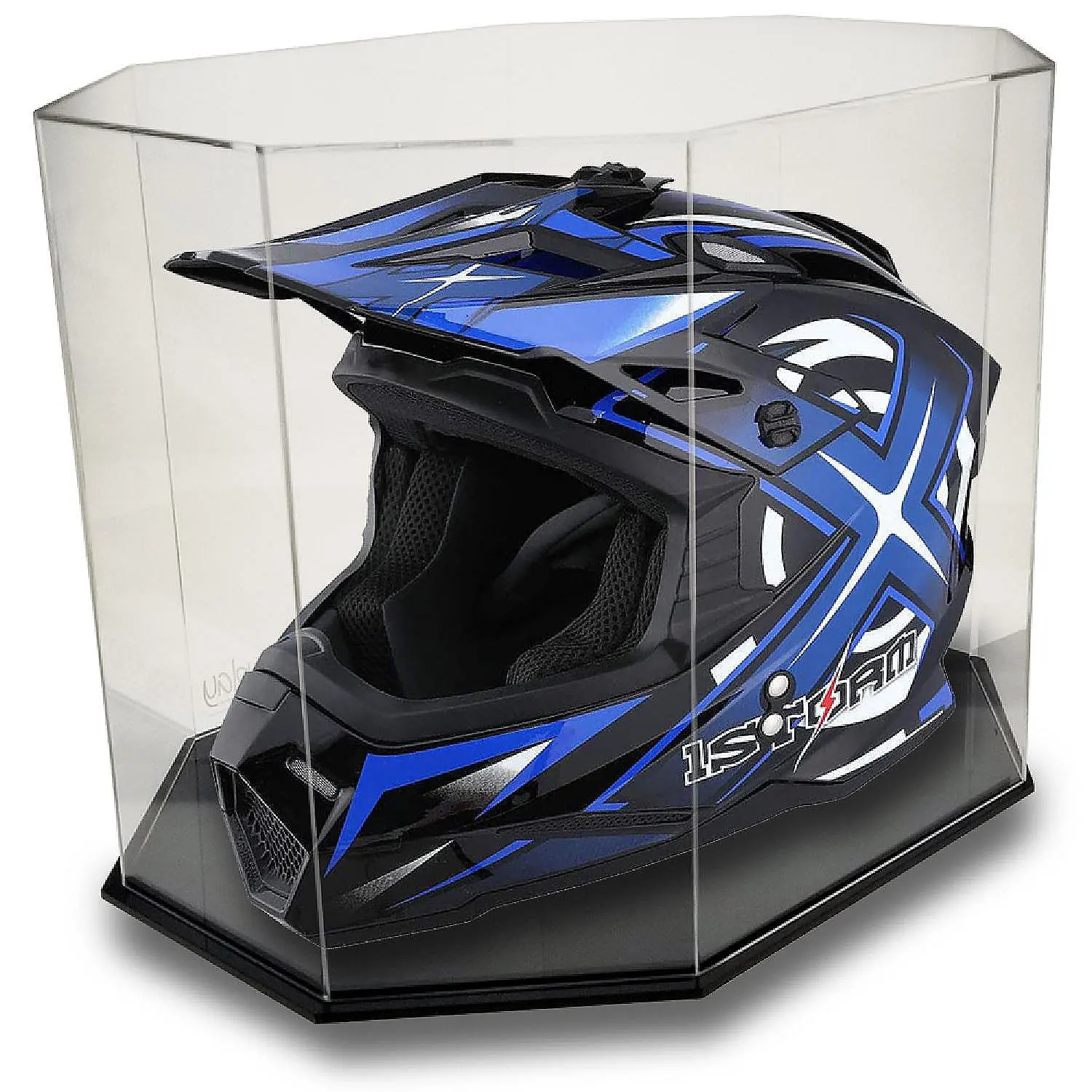 Factory Custom Clear Transparent Rectangle Acrylic Motorcycle Helmets Display Case With Black Base
