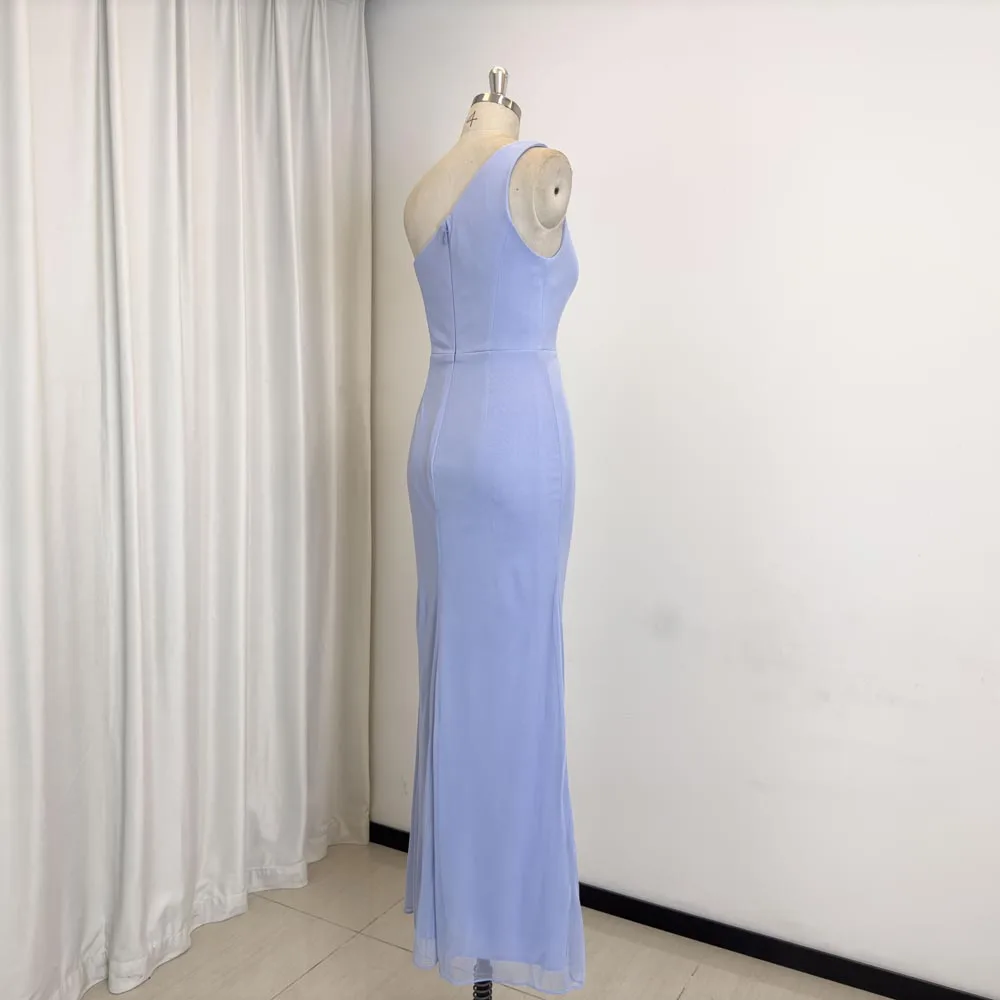 elegant lavender bridesmaid dresses Elegant Long A-line Dusty Purple Tulle Bridesmaid Dresses – ClaireBridal