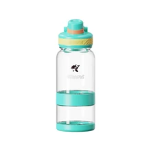 Custom Logo Children Kids Travel Clear Plastic With Straw Drink with handle School Cute Water Bottle For outdoor with snack box