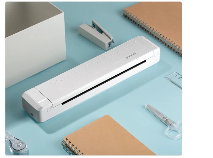 Portable Strip Simple White Design Printer Supports Blue-tooth Wireless A4 Paper Thermal Printer