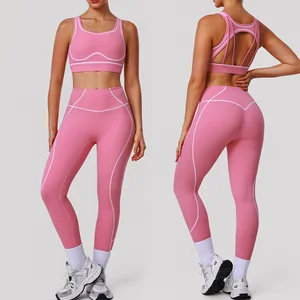 Roregal Women's Quick Drying Tight Fitting Yoga Fitness Suit Slimming Women Yoga Bra and Butt-Lifting Leggings Sets