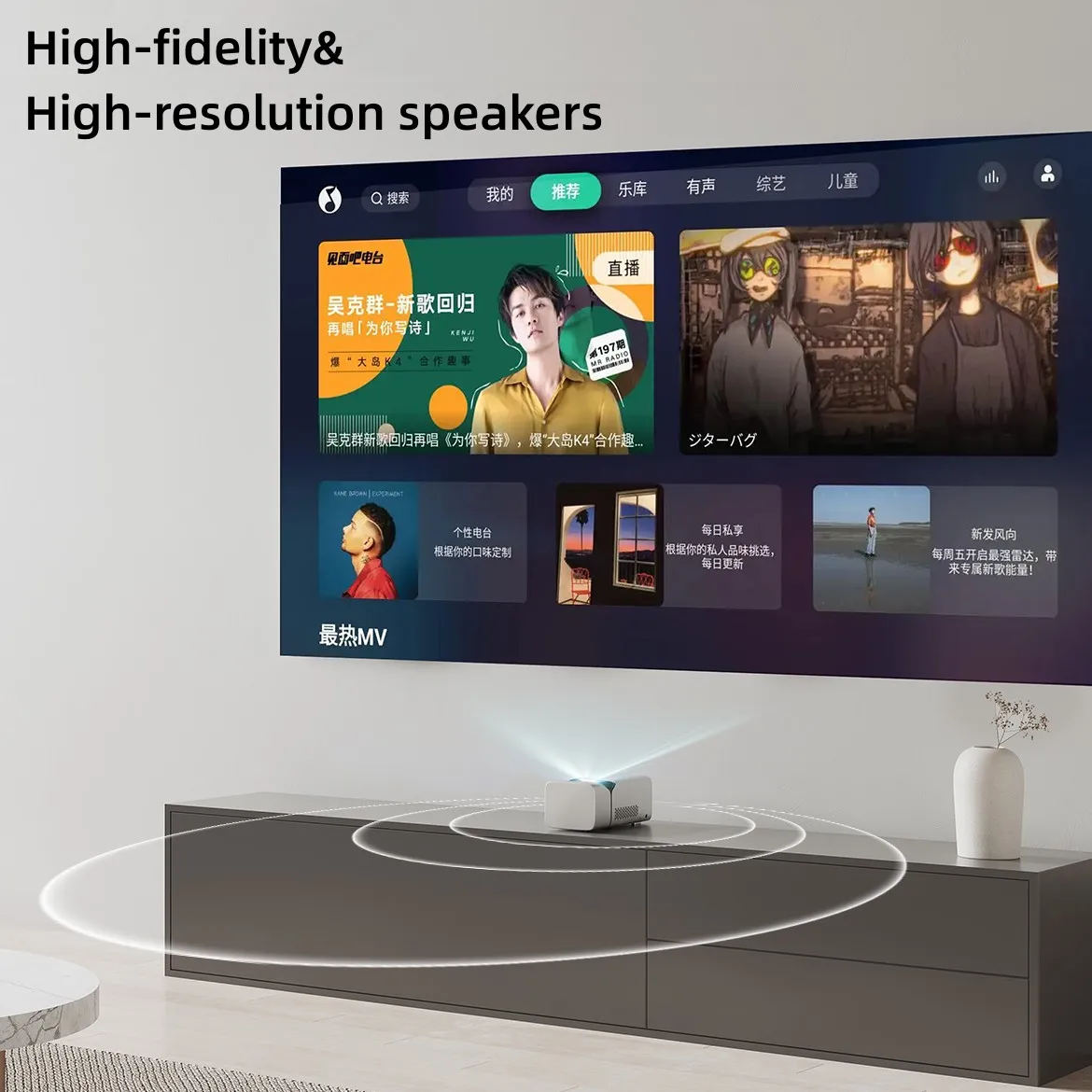 Ultra Short Throw Projector Built In Rechargeable Battery & Speaker