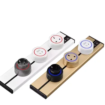 Outlet track sockets plug UK US EU Electric Wall-Mounted Power Surface Kitchen Sockets with LED Adapers/Plugs multifunction