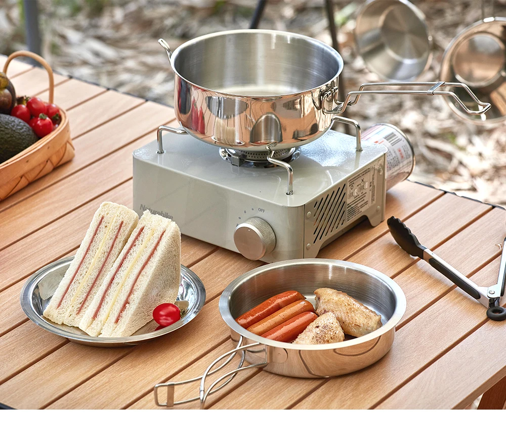 Wholesales 3Pcs Aluminum Folding Outdoor Picnic Camping Cooking Set Portable Cooking Pot Set supplier