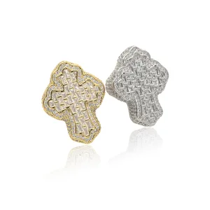 European American Retro Hip-hop Full Diamond Ring for Men Gold Plated Index Finger Accessories Cross-Border Copper Ring