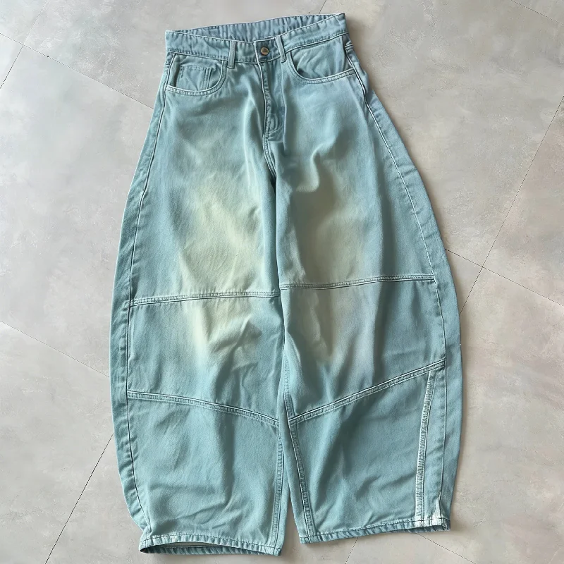SALATI High Quality Custom Design Street-wear Acid Wash Vintage Loose Baggy Jean Men Jorts Wide Legged Distressed Denim Pants gallery 6