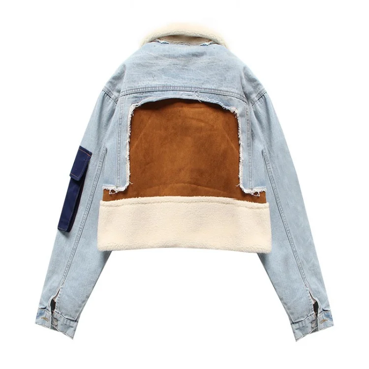 lamb wool denim jacket