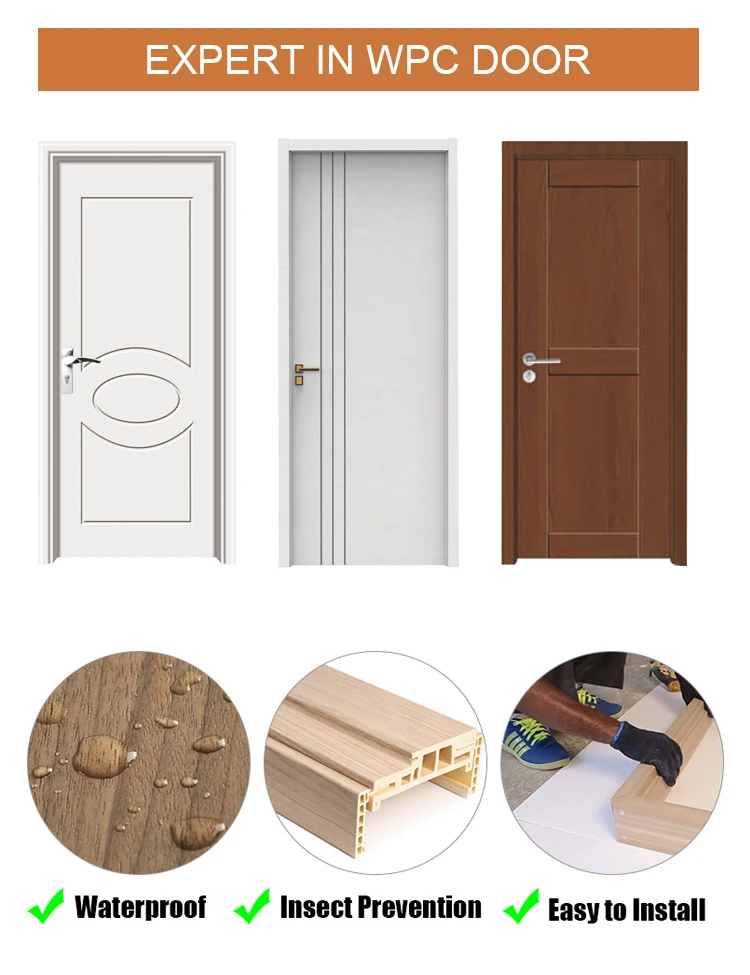 Custommade Modern House Wpc Door Wooden Plastic Compesite Material