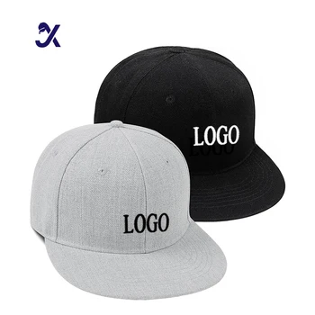 JX Hot Sale Hats With Custom Logo 5 Panel Flat Brim Embroidered Unstructured Cotton Twill Snapback Hats Caps