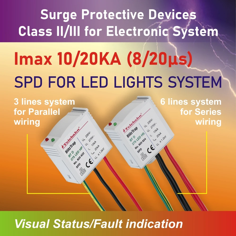 Factory Telebahn IP67 230V 275V 320V AC 10kA 10kV 20kA 20kV LED Street Light SPD Surge Protection Suppressor Protector Device