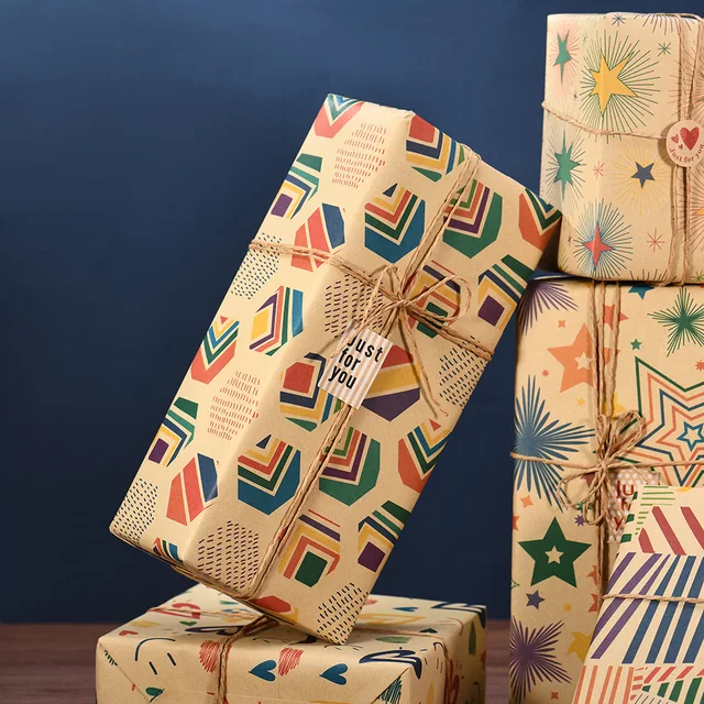 Vintage Kraft Gift Wrapping Paper Eco Friendly Brown Paper for Birthday Christmas Party Presents