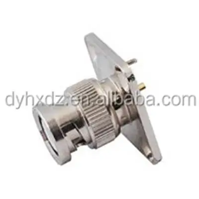RF Connector BNC Male Panel Mount 4 Hole with Solder Cup