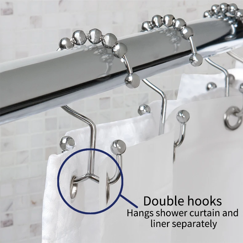 Double Glide Bathroom Curtain Shower Hook,Bathroom Glide Shower ...