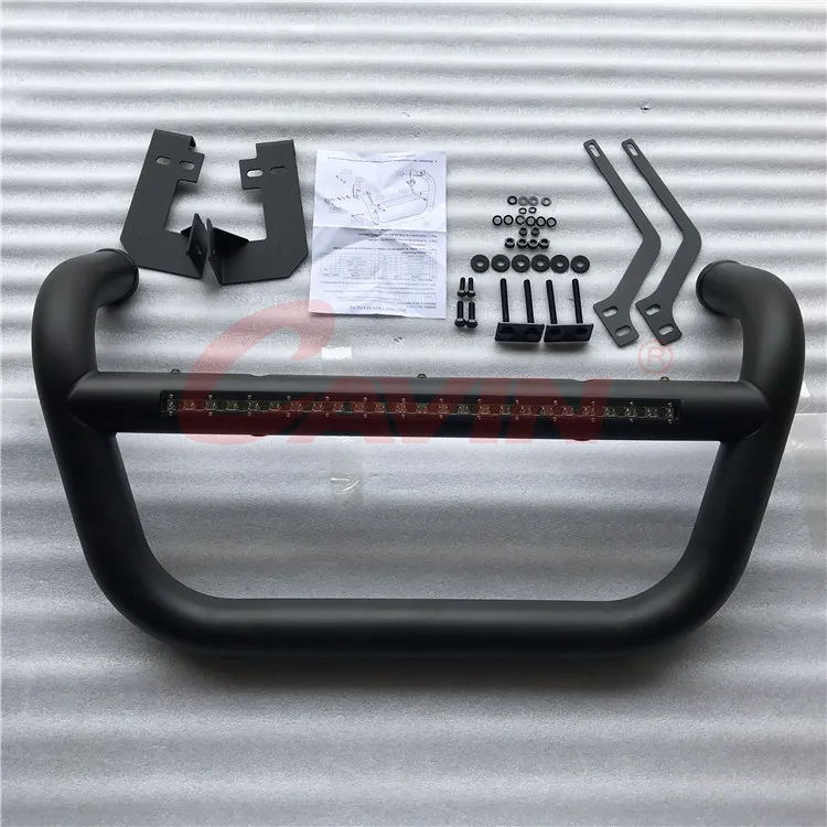 Black U Type Grille Guard With Led Light Bull Bar Steel Grille Guard