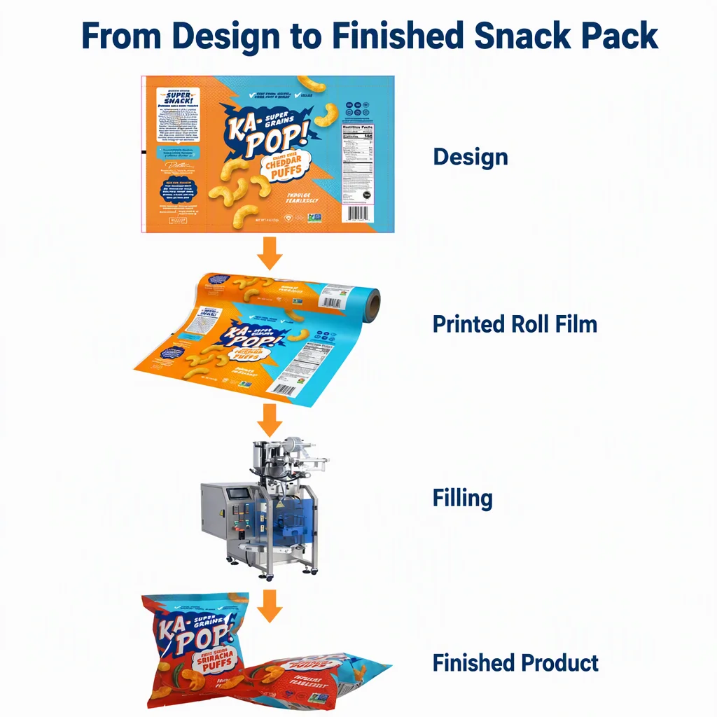 BOPP Packaging Film Roll Custom Printed Food Grade Moisture Proof Heat Seal Roll for Potato Chips Snack Sachet Packing