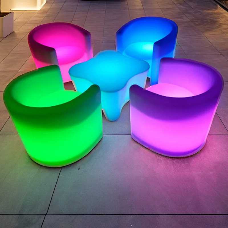 Удивительные Современные RGB 16 видов цветов светодиодные журнальный столик и стул с LED ресторанная мебель для мероприятия