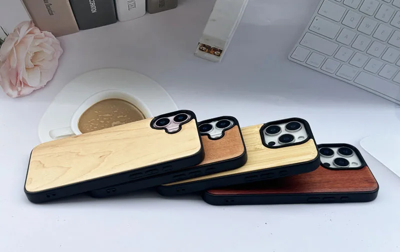 Retro Solid Wooden Mobile Phone Case Shockproof Custom Wood Cover TPU Bamboo Cases for Iphone 16 Pro Max 15 16plus 14 13 12 11