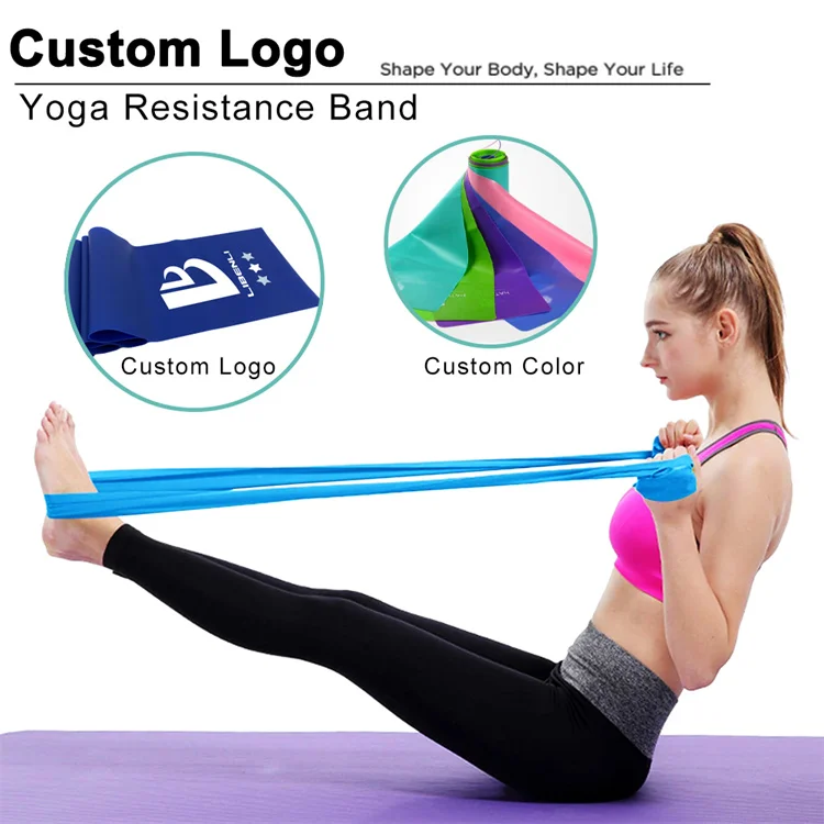 Light Custom logo Home Gym Exercise Elastic Bands Fitness Flat Yoga  Stretch Resistance Bands Long Latex Theraband