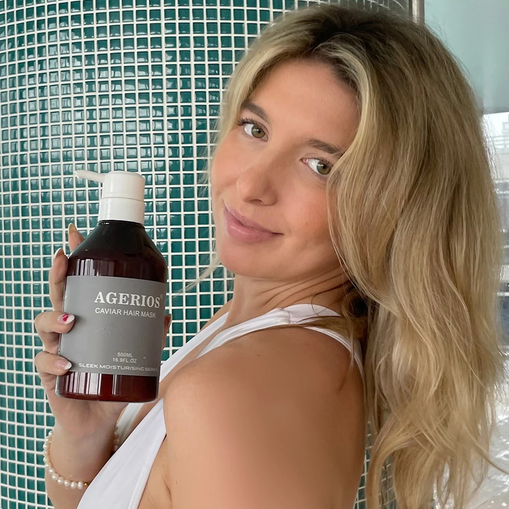 Агериос наращивание волос глубокая кондиционирующая маска веганская Икра для разглаживания увлажняющих аминокислот травяная