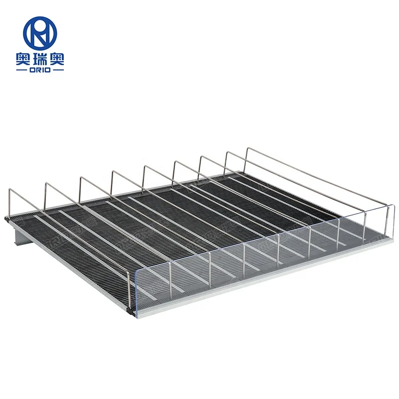 Intelligent Heavy Duty Double-Sided Gravity Roller Shelf System Sliding Supermarket Cooler Display for Products Pusher System