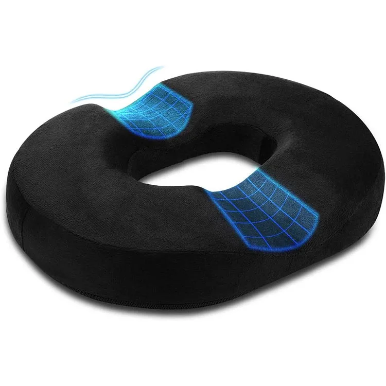 18inch Black Donut Hemorrhoid Tailbone Chair Cushion Memory Foam