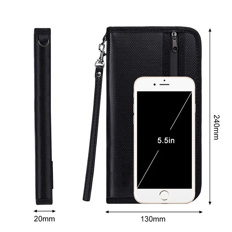 YIHUAXING Multiple Layers Water and Fire Resistant Passport Holder Passport Bag WIth Zipper