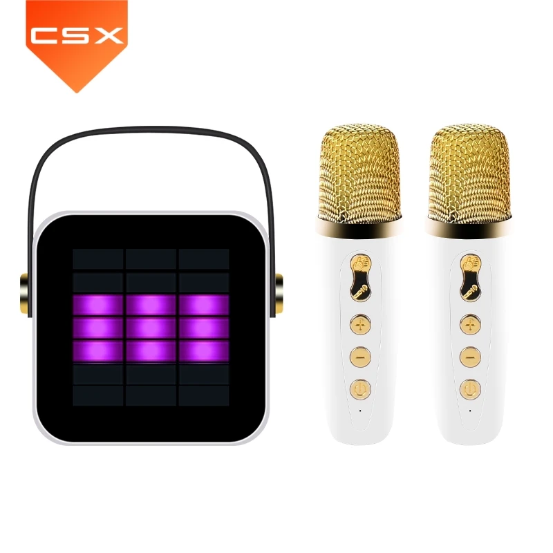 Mini Karaoke Machine With Wireless Single Microphone Wireless Tutor Speaker With RGB LED Lights Outdoor Portable Radio Speaker