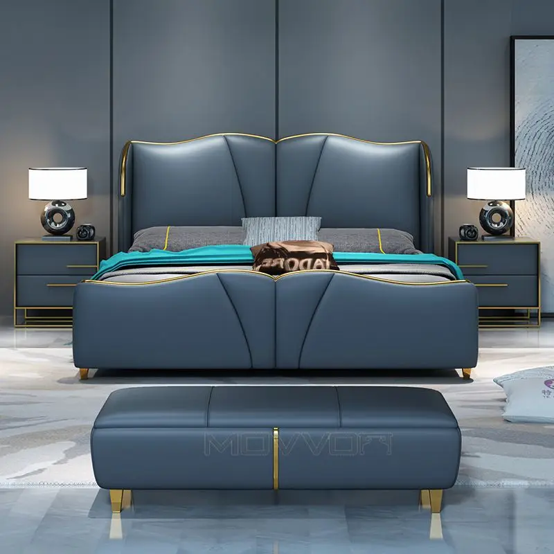 Luxury Italian Bedroom Set Furniture King Size Modern Italian Latest Double Bed Designer